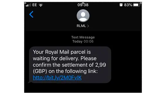 Royal Mail pracel is waiting - Do not click on the fake website.