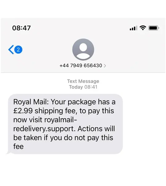 royal mail scam text example
